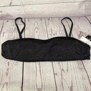 NWT California Waves High Shine Black Bandeau Top w Straps XL